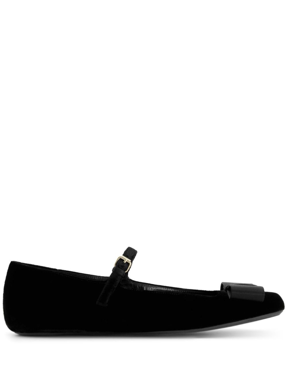 bow-embellished velvet ballerina shoes - 1