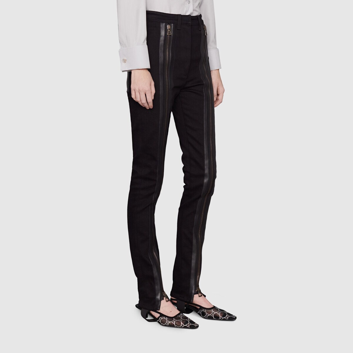 Zip pant with and leather pockets - 4