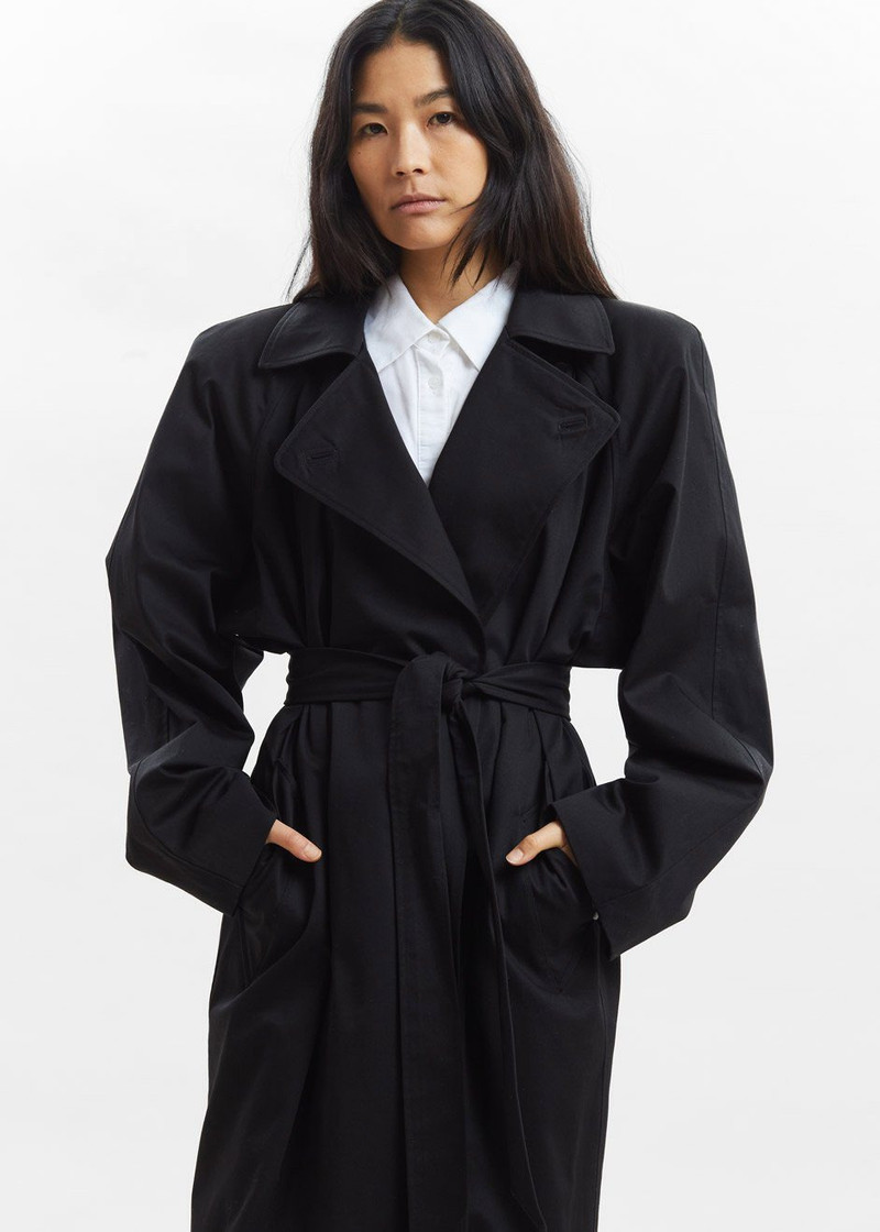 Marisol Box Shoulder Trench - Black 10