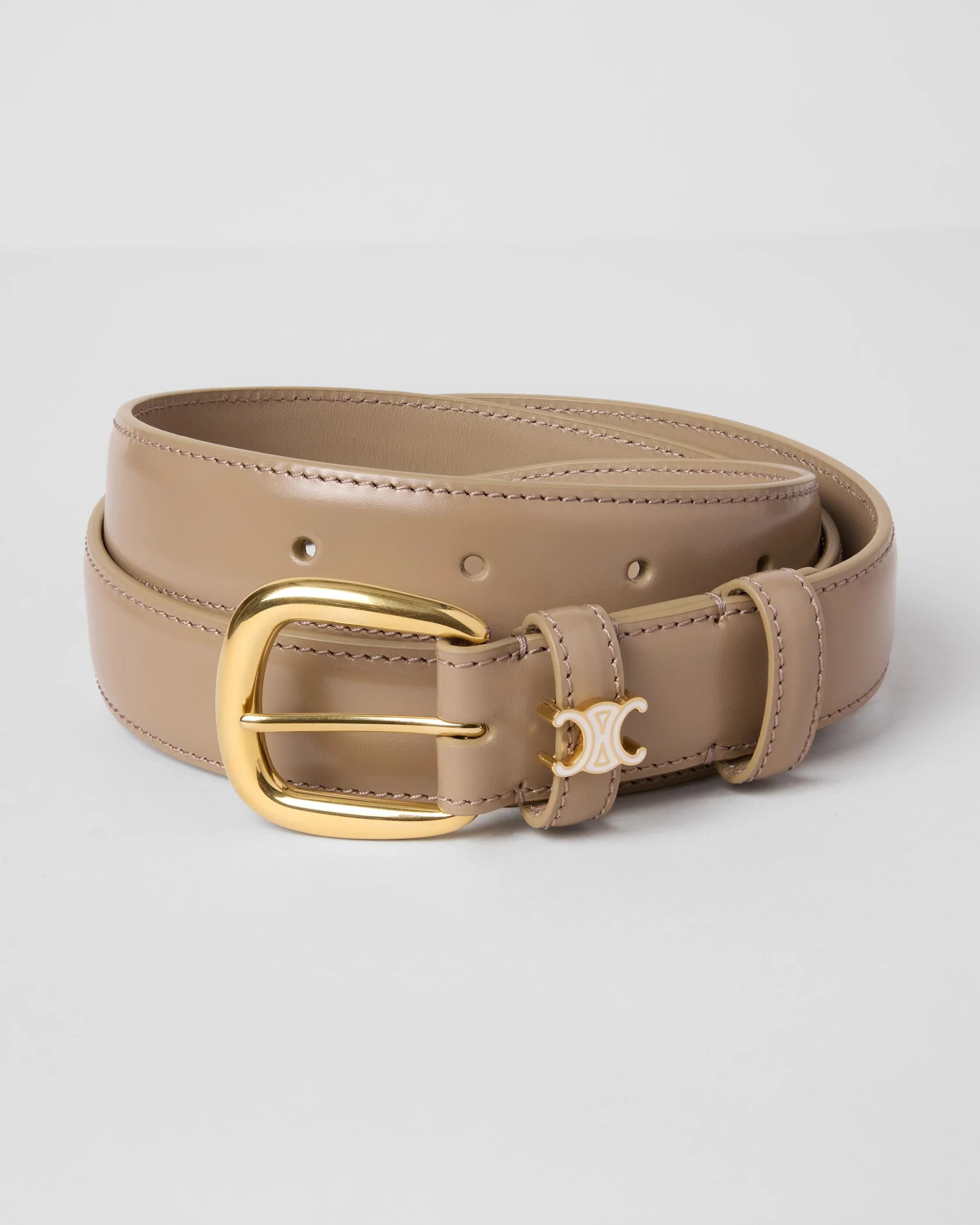 VIVIENNE BELT 25 IN TAURILLON LEATHER WITH ENAMELLED TRIOMPHE - 1