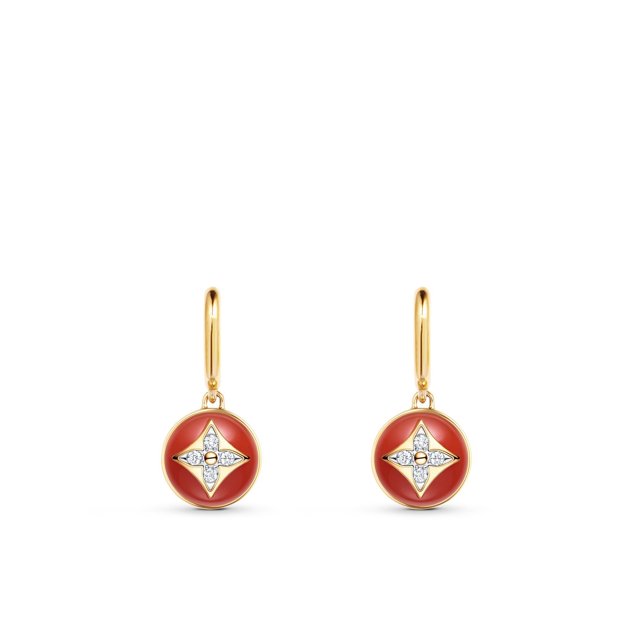 B Blossom Earrings, Yellow Gold, White Gold, Cornelian And Diamonds - 3