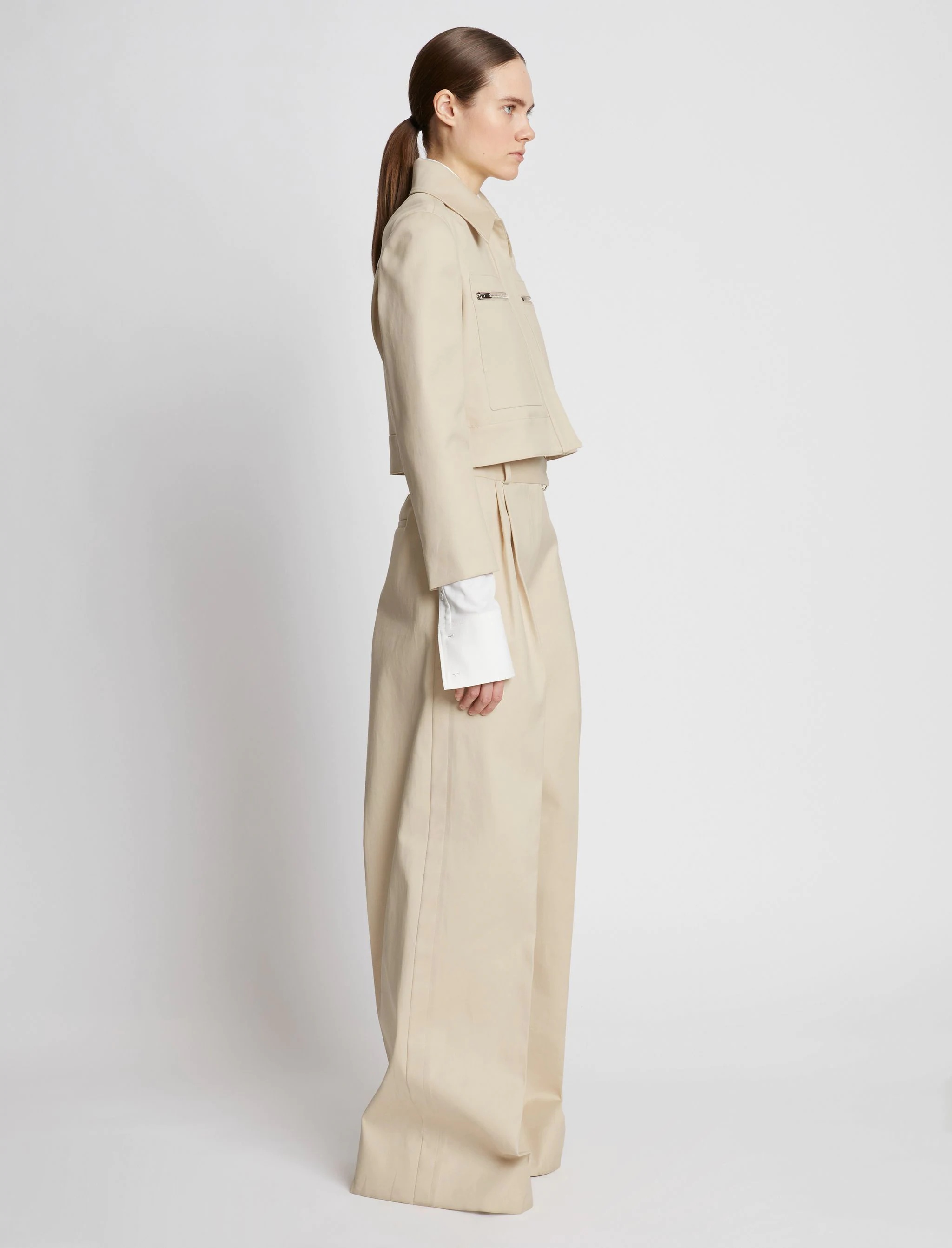 Cotton Gabardine Cropped Jacket - 4