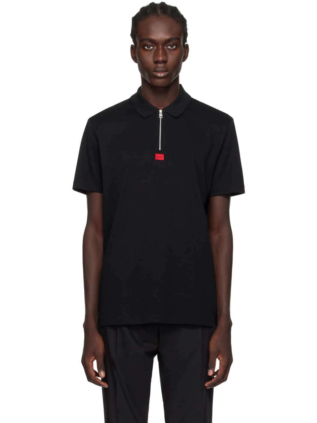 Black Half-Zip Polo - 1