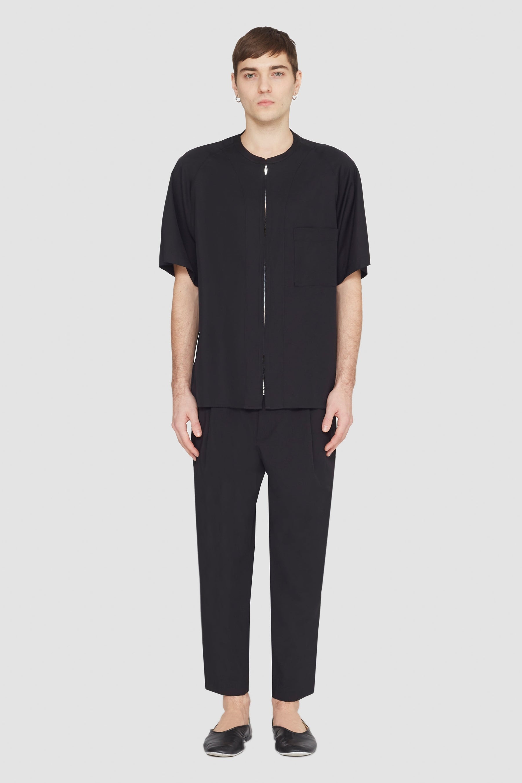 Short Sleeve Zip-Front Baseball Shirt - 2