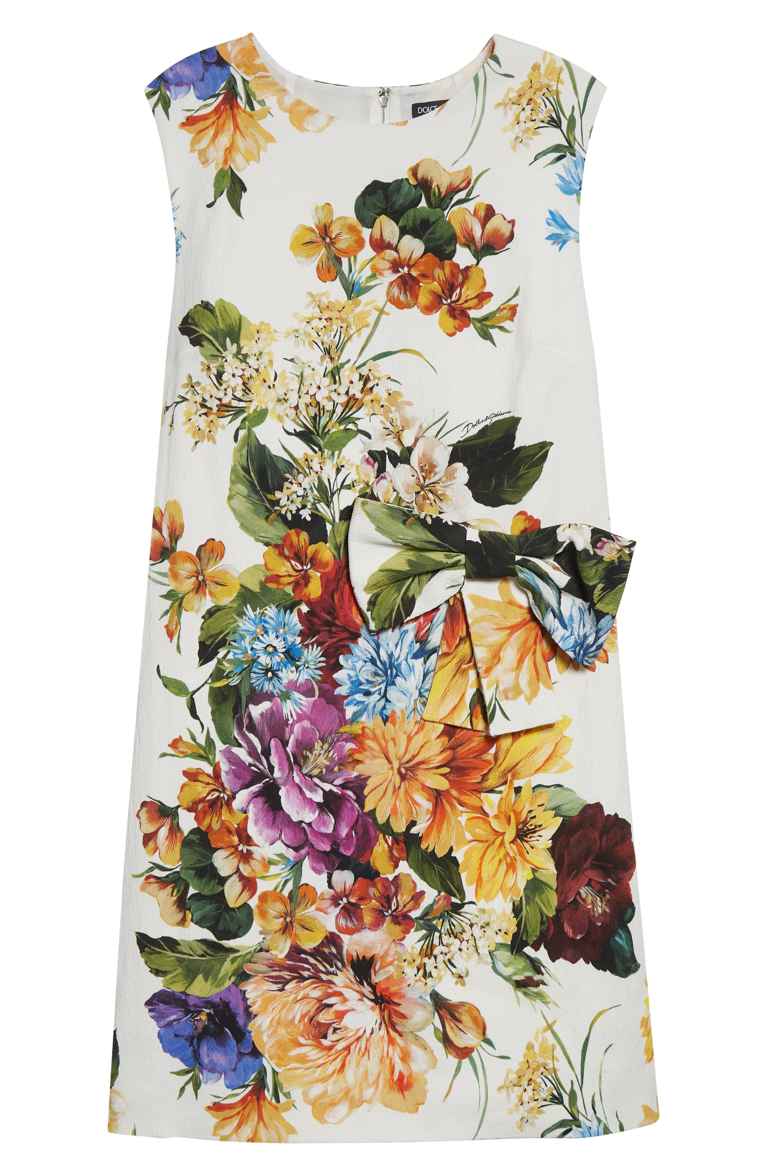 Dolce&Gabbana Flower Bouquet Print Bow Front Minidress in Ha5Pc B.fiori Cret. F.bco at Nordstrom - 5