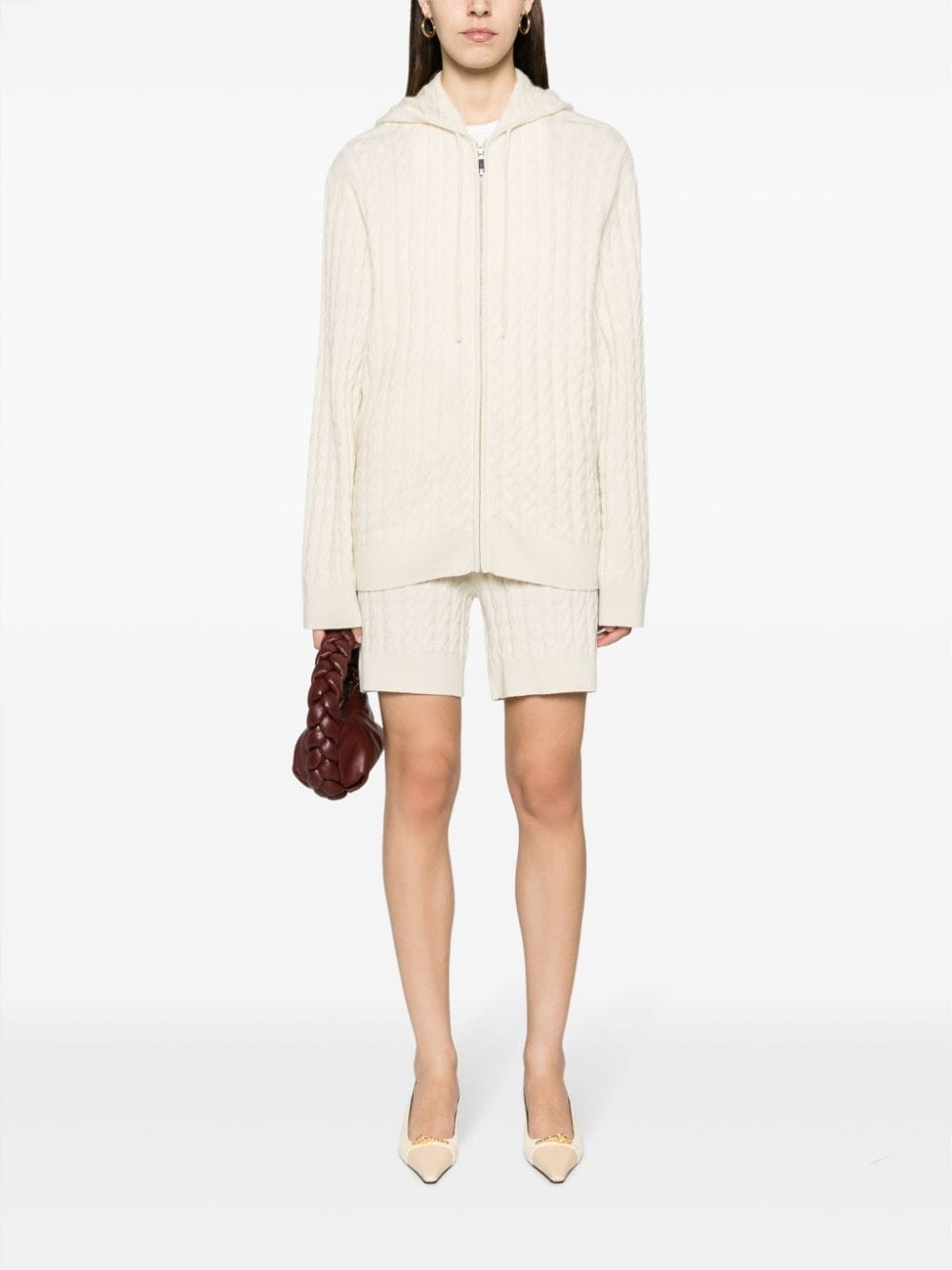 zipped cable-knit wool cardigan - 2