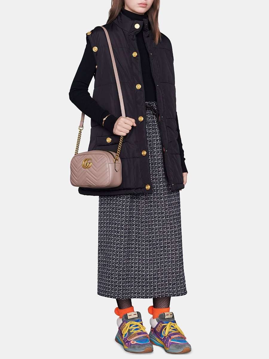 GG Marmont Small Matelassé Zipped Dusty Pink Shoulder Bag - 7