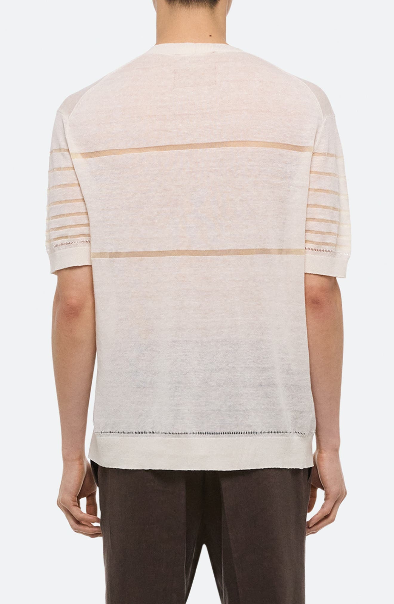 Helmut Lang Sheer Stripe Linen T-Shirt in Ivory at Nordstrom - 2