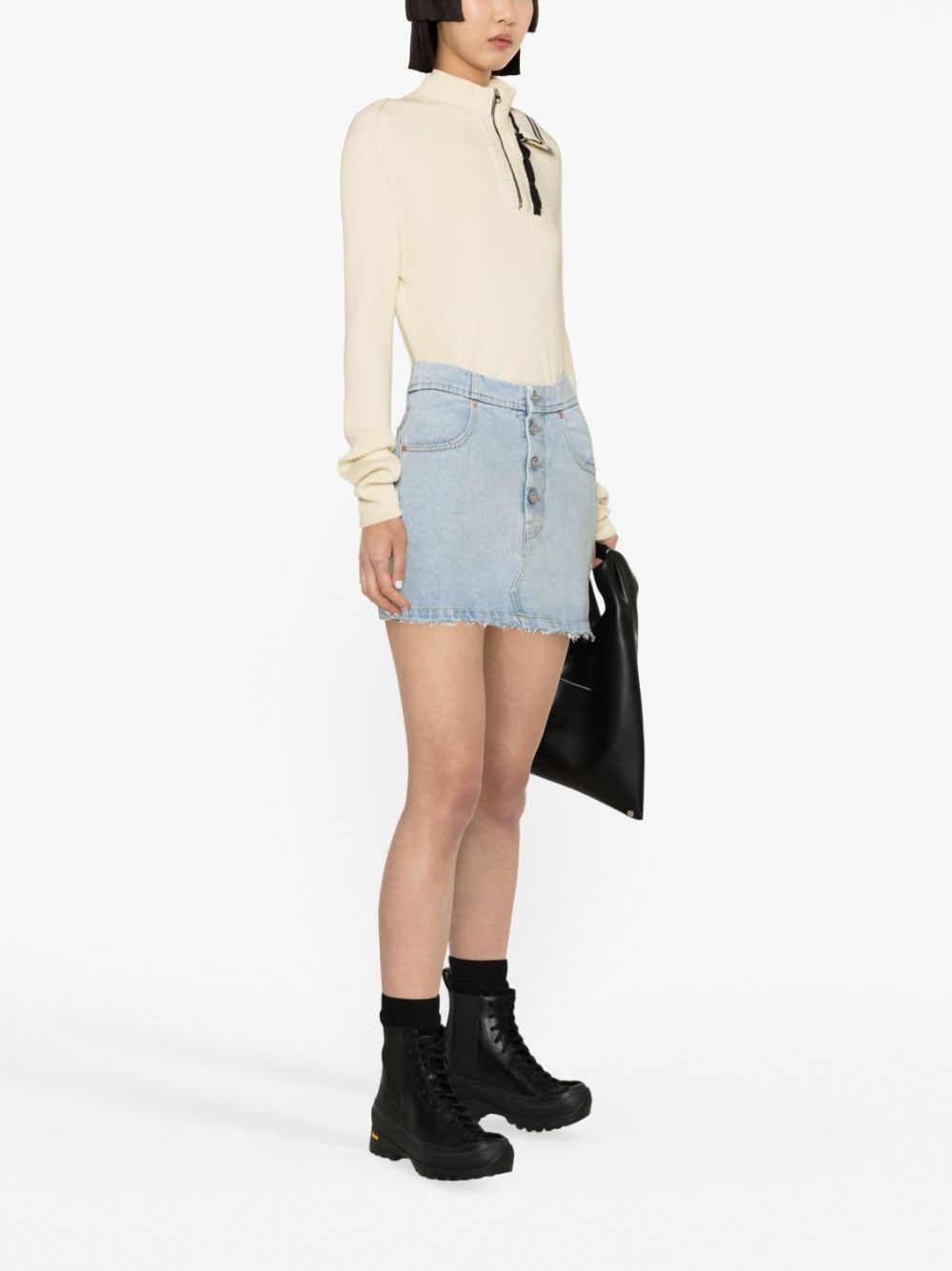 raw-edge denim mini skirt - 3