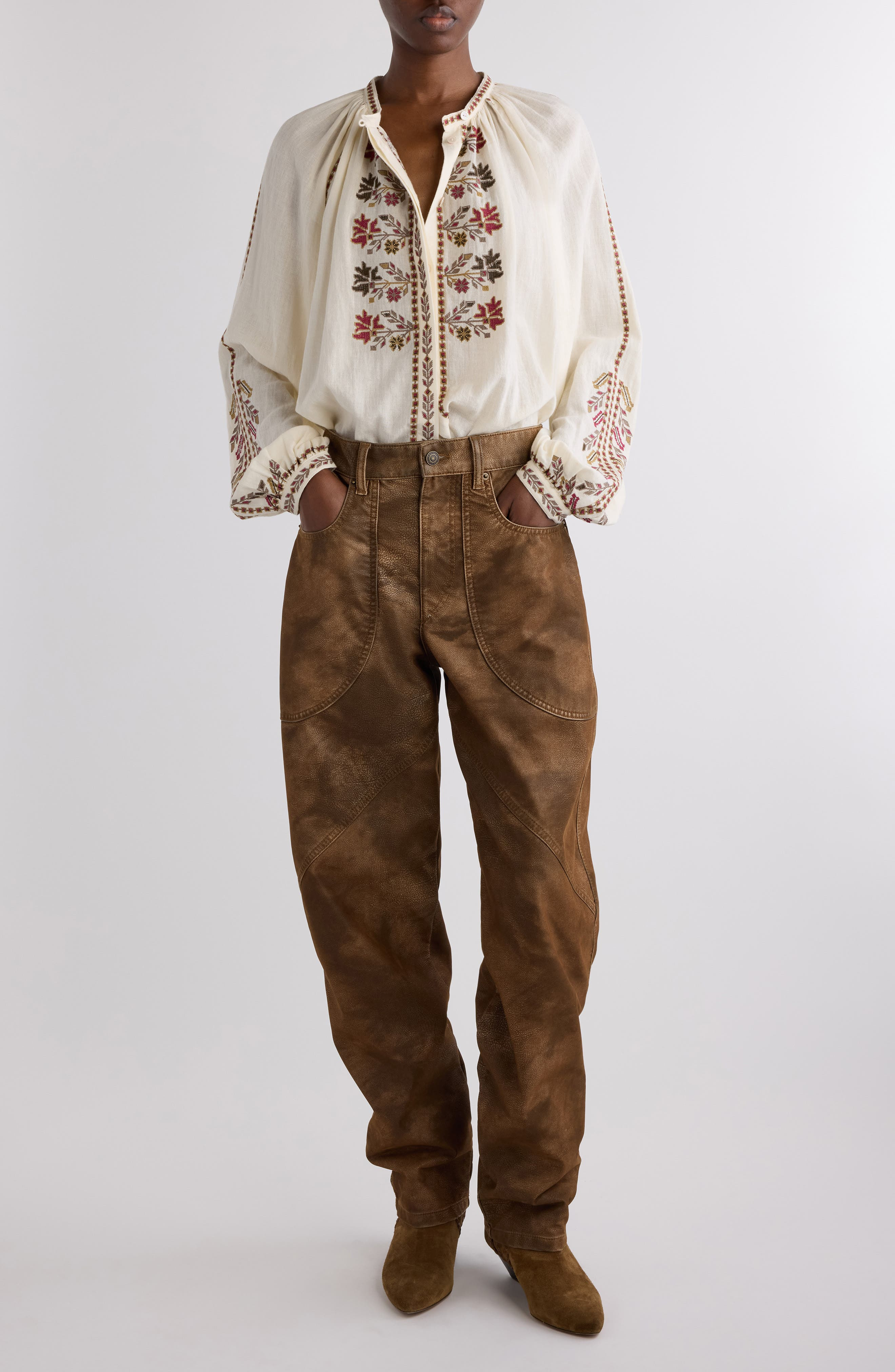 Isabel Marant Étoile Lynne Embroidered Top in Ecru at Nordstrom - 2