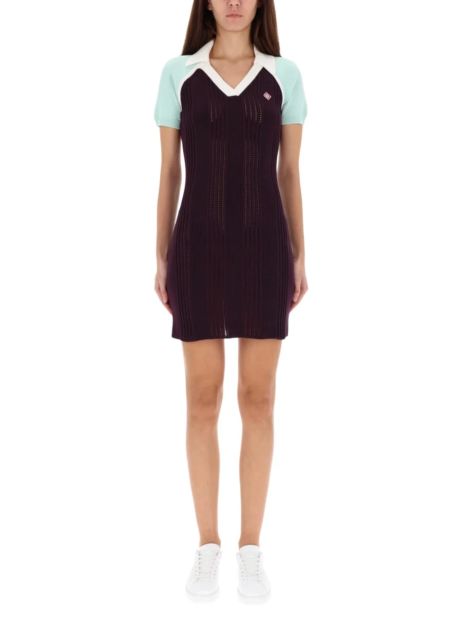 PERFORATED WOOL TENNIS DRESS - 1