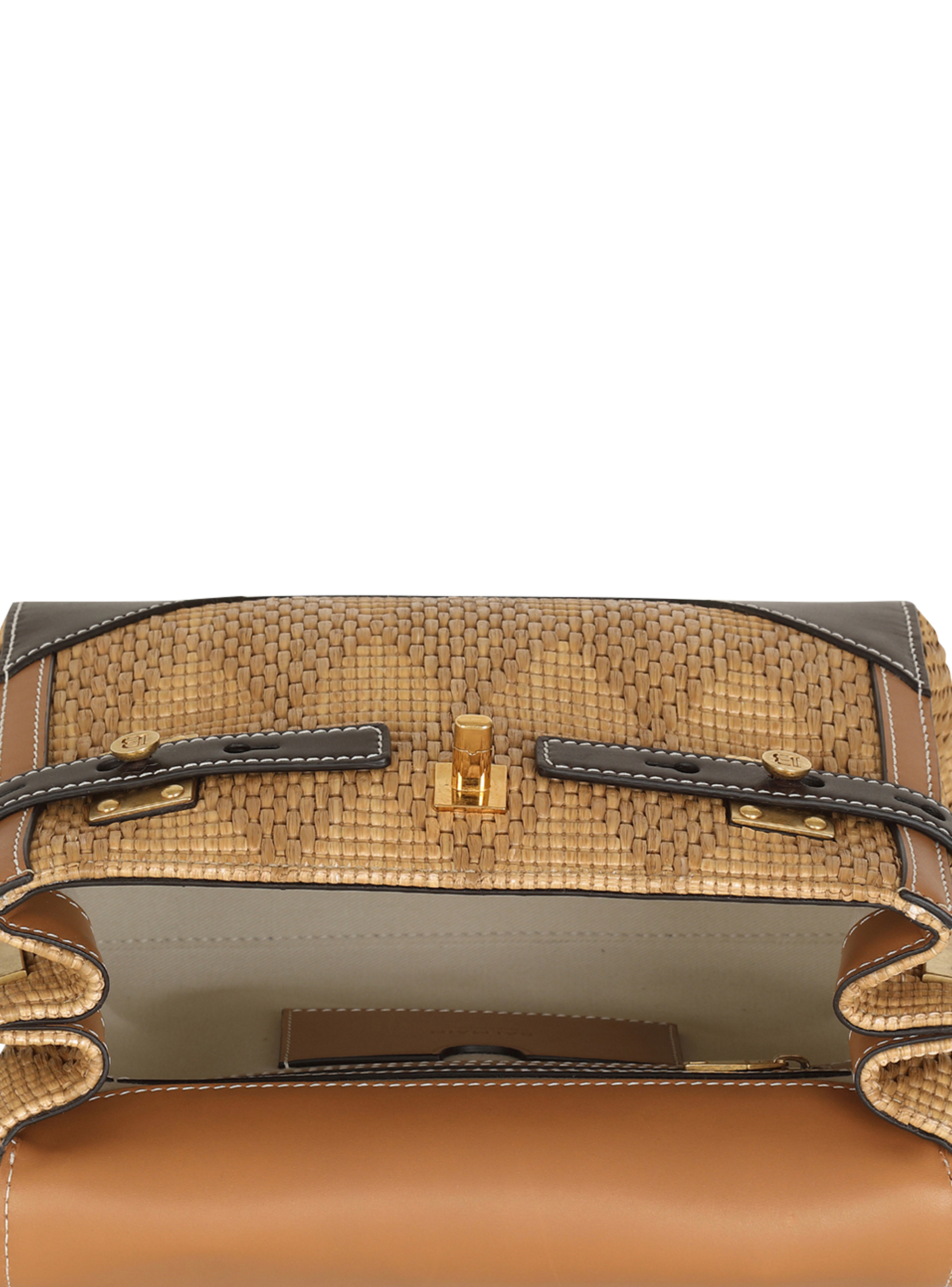 B-Buzz 23 leather and raffia bag - 5