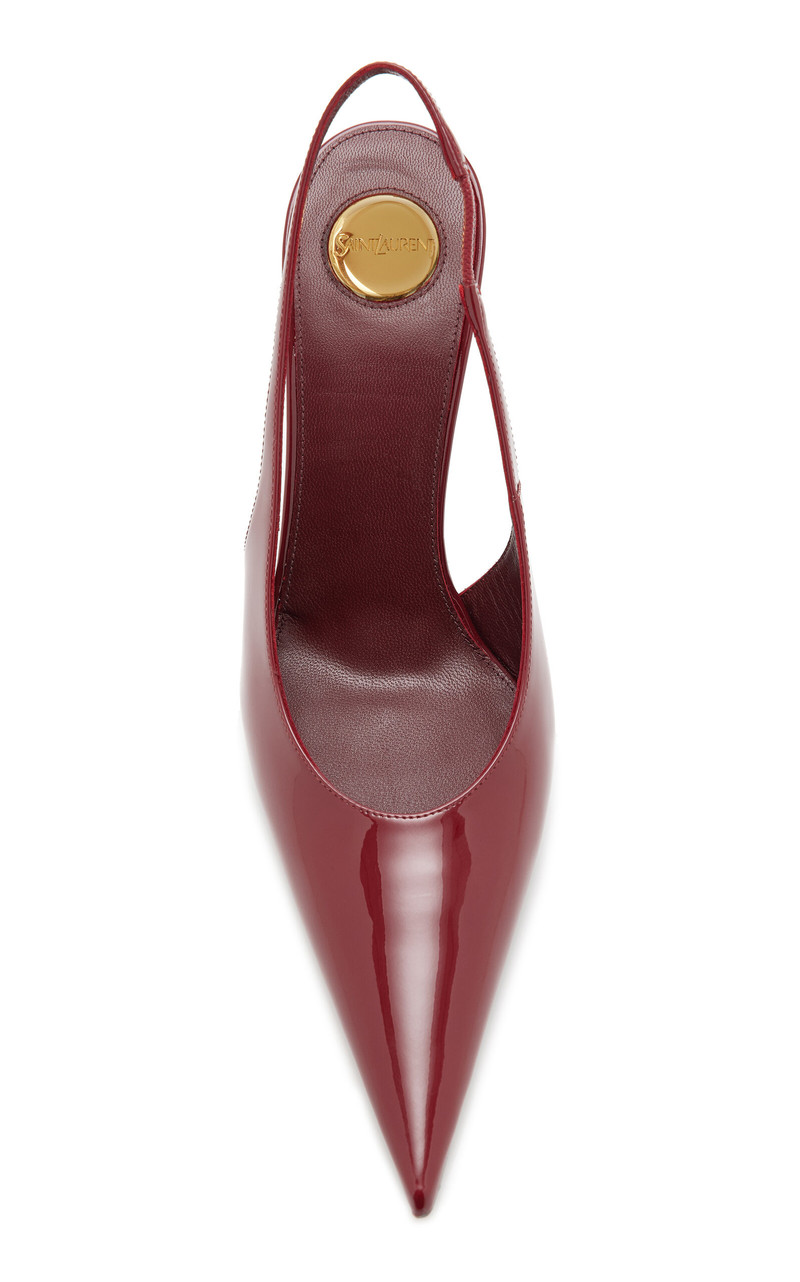 SAINT LAURENT Guermantes Patent Leather Slingback Pumps red outlook