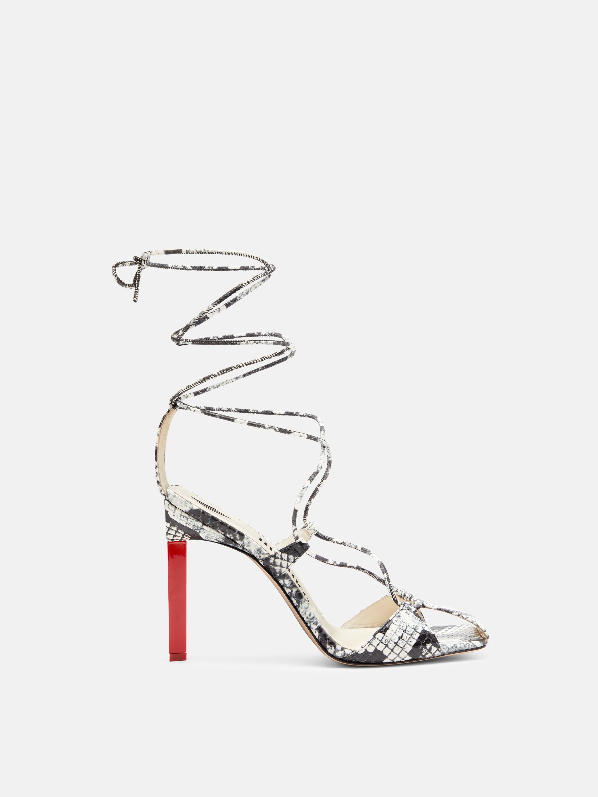 'ADELE' WHITE AND RED LACE-UP SANDAL - 1