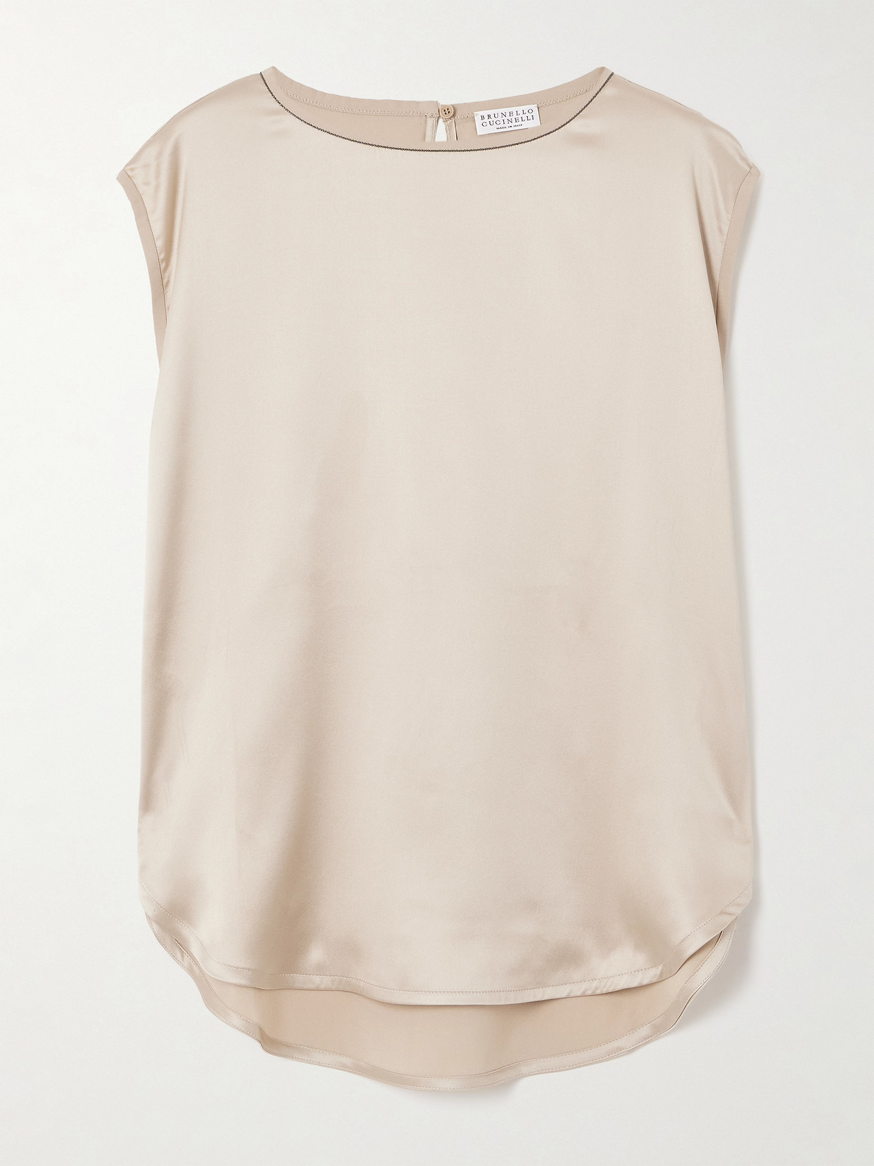 Bead-embellished Silk-blend Satin Top - 1