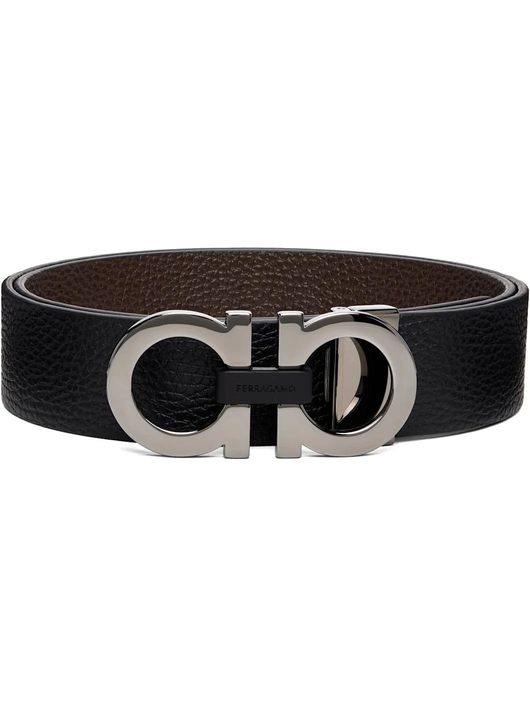Black Reversible & Adjustable Gancini Belt - 1
