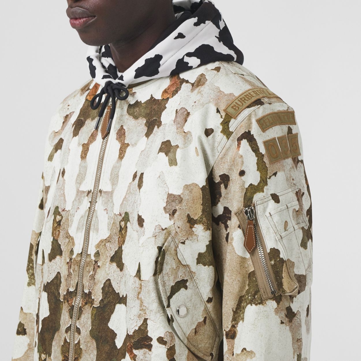 Badge Appliqué Camouflage Cotton Bomber Jacket - 5