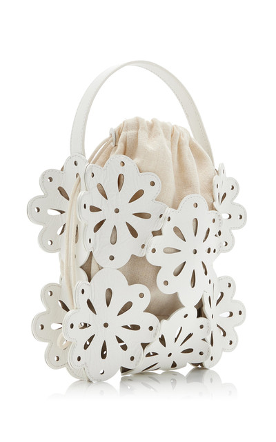 STAUD Flora Laser-Cut Leather Basket Bag white outlook