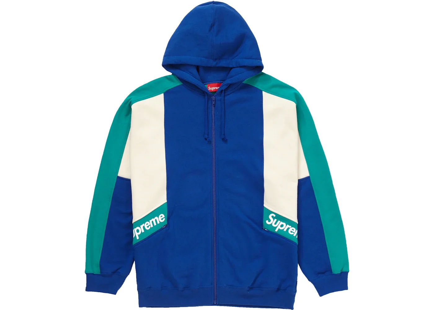 Supreme Color Blocked Zip Up Hooded Sweatshirt Royal - 1