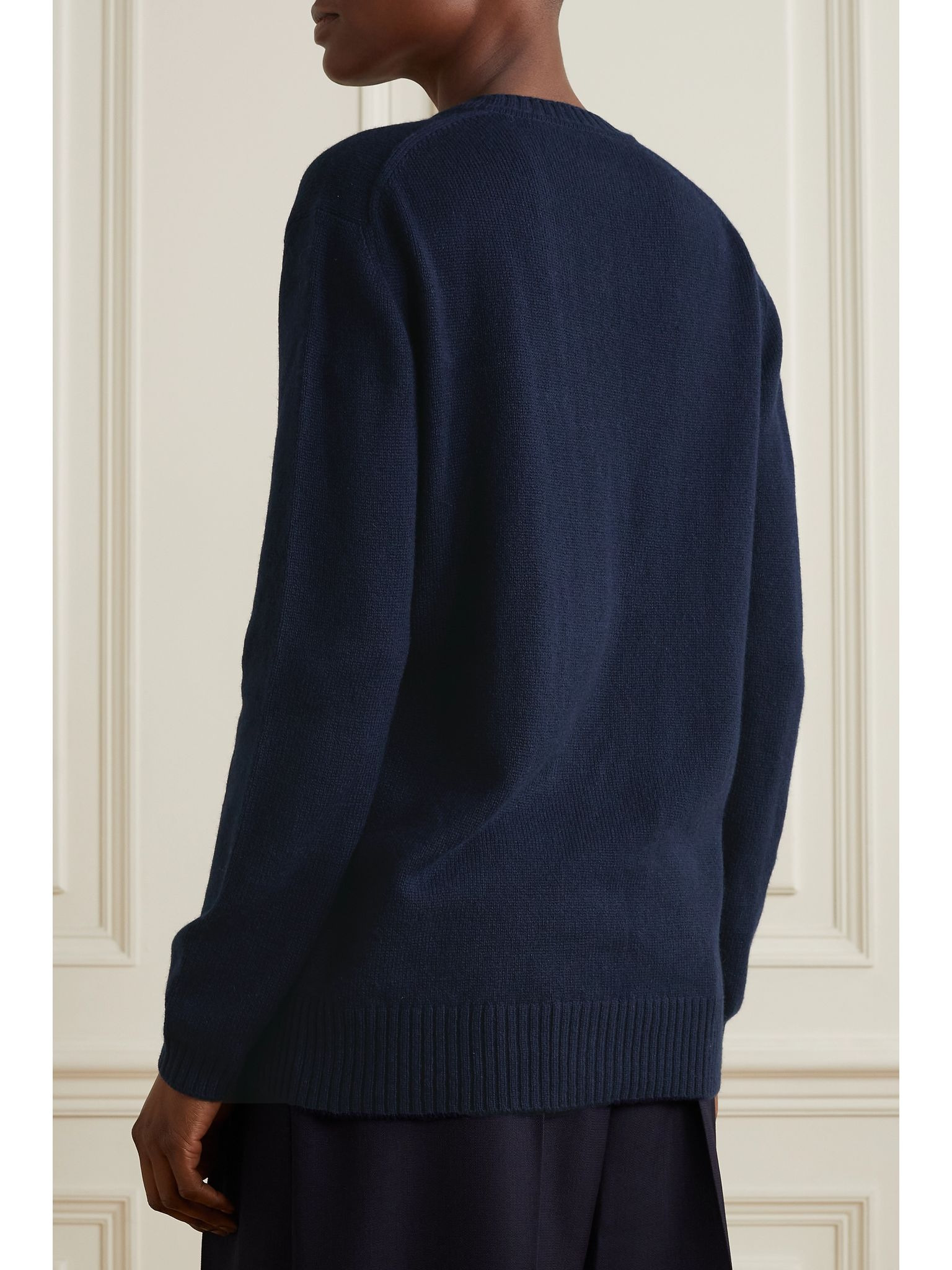 Horsebit-detailed cashmere cardigan Navy - 4