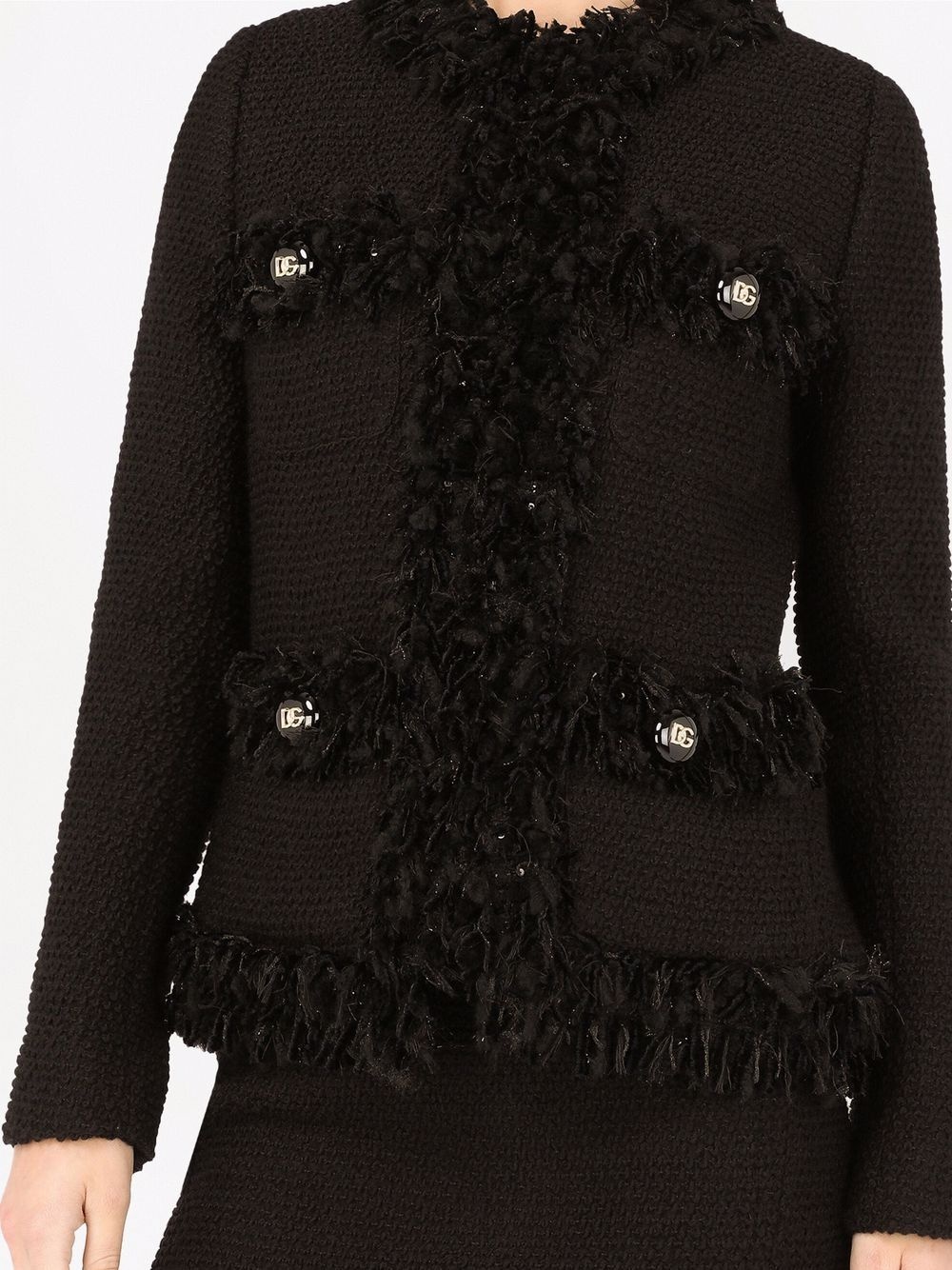 frayed edge tweed jacket - 5