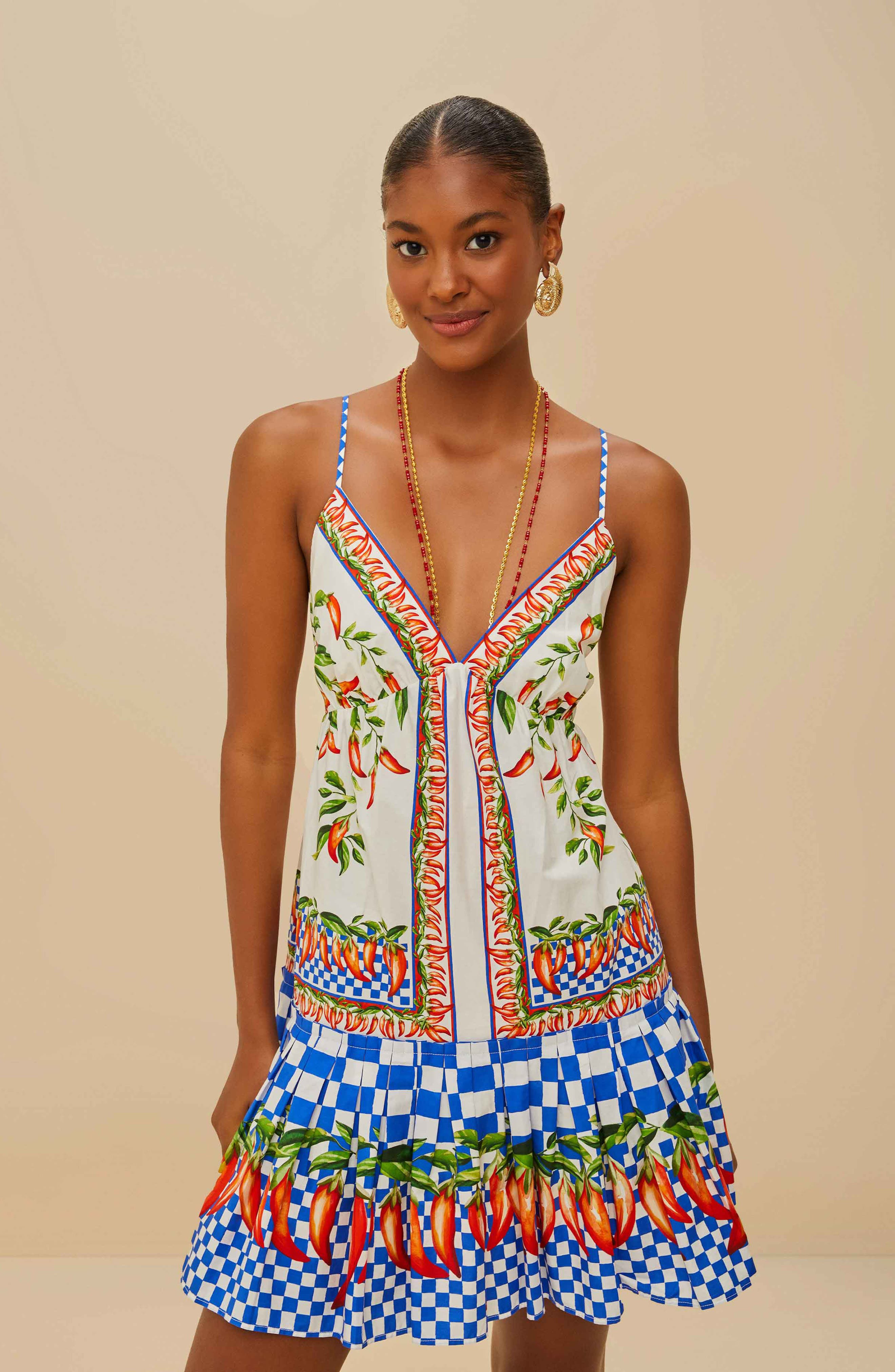 FARM Rio Picnic Peppers Ainika Organic Cotton Minidress in Off-White at Nordstrom - 3