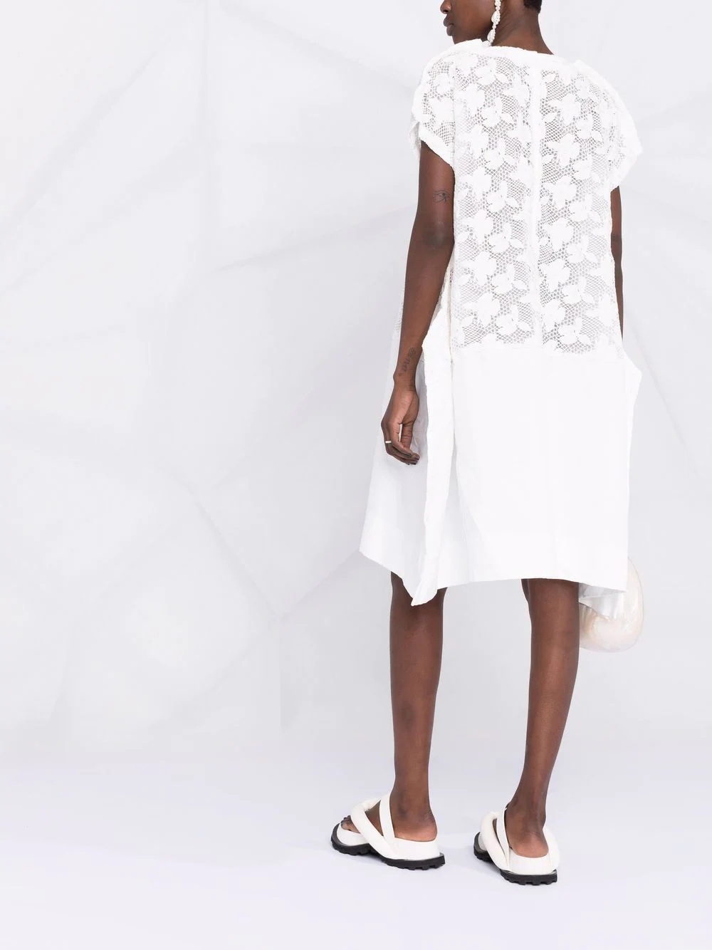 floral-embroidered mesh T-shirt dress - 6