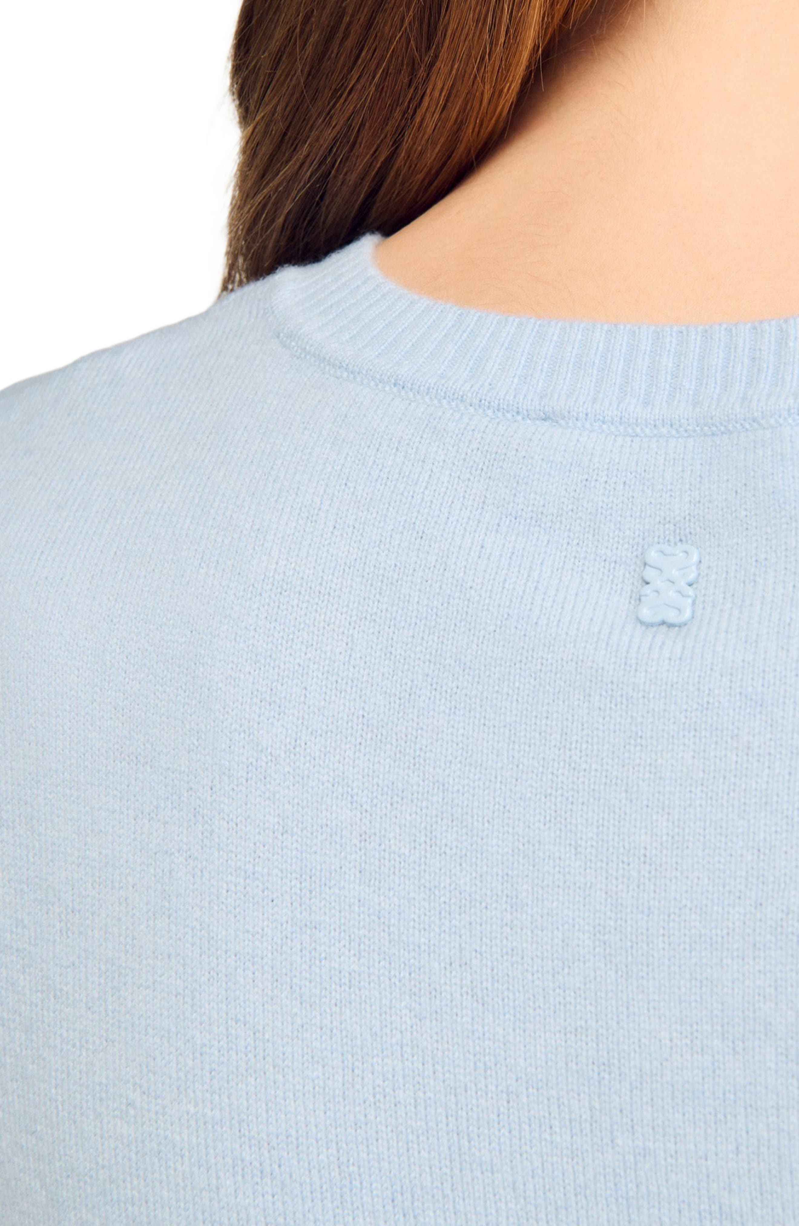 SANDRO Ruffled cropped sweater in Sky Blue at Nordstrom - 5