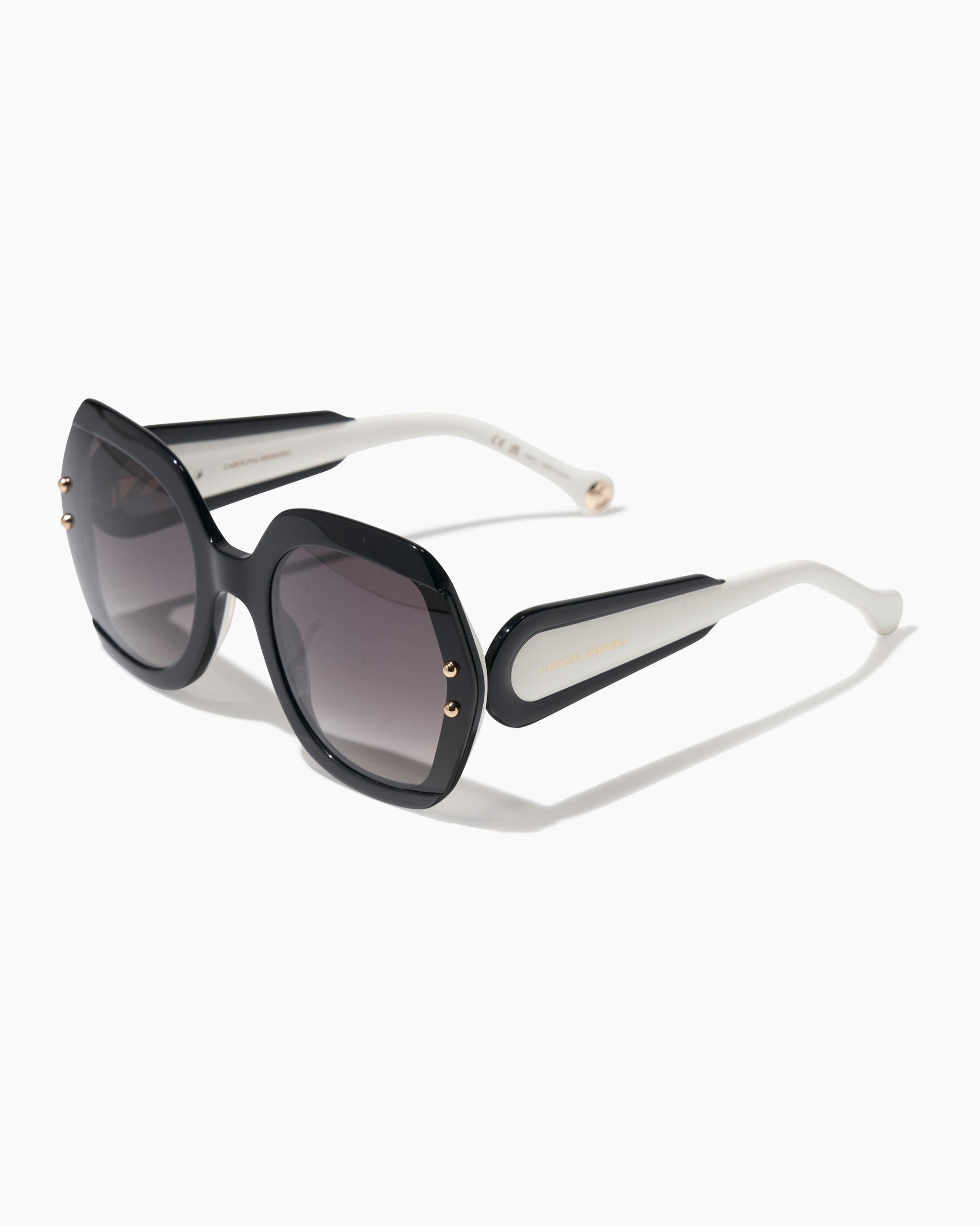 Hexagonal Frame Sunglasses with Contrast Temples - 2