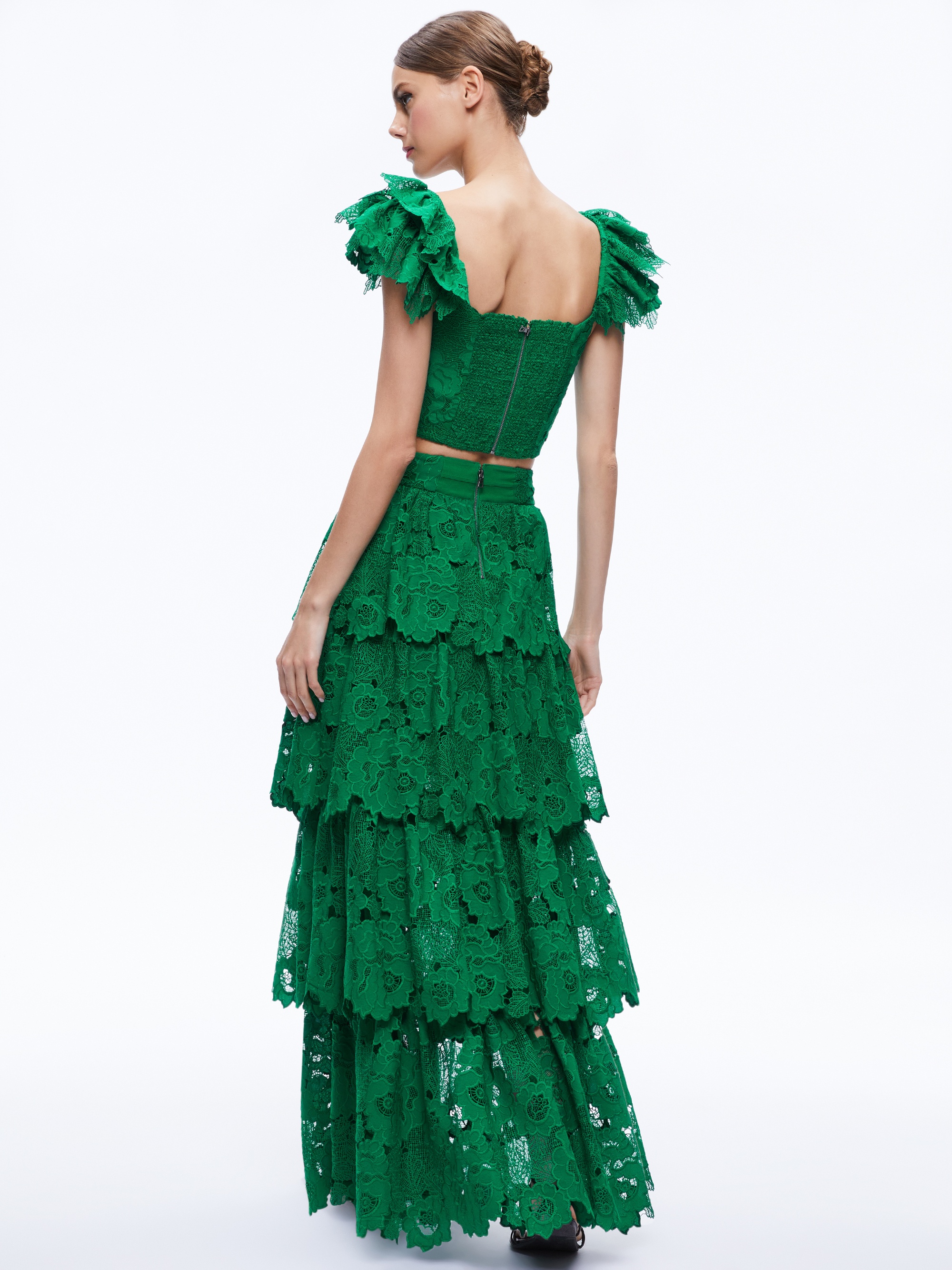 JIA EYELET TIERED RUFFLE MAXI SKIRT - 3