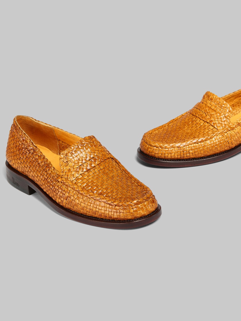 ORANGE WOVEN LEATHER BAMBI LOAFER - 5
