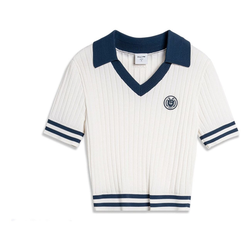 (WMNS) Li-Ning x Disney Monsters University Knit Polo Shirt 'Cream White Navy' AMBU216-2 - 1