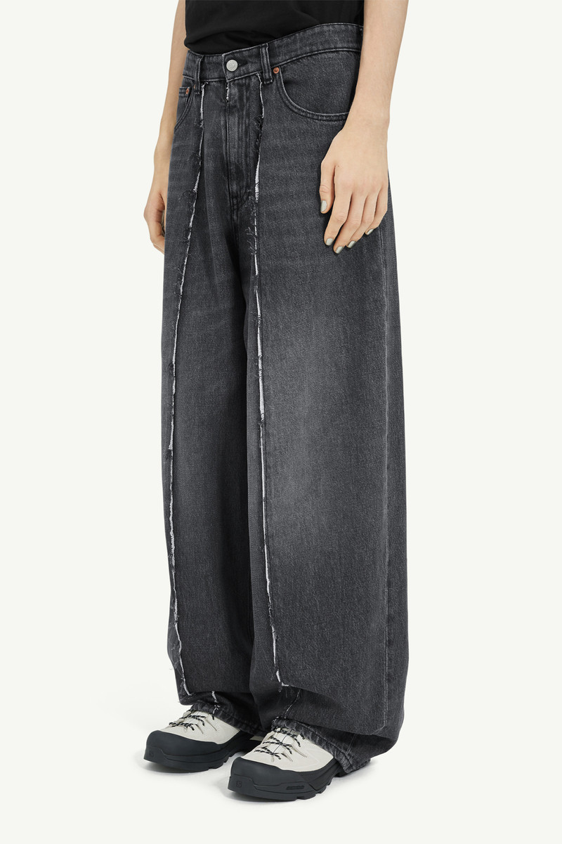 Wide Leg Black Denim Trousers 5