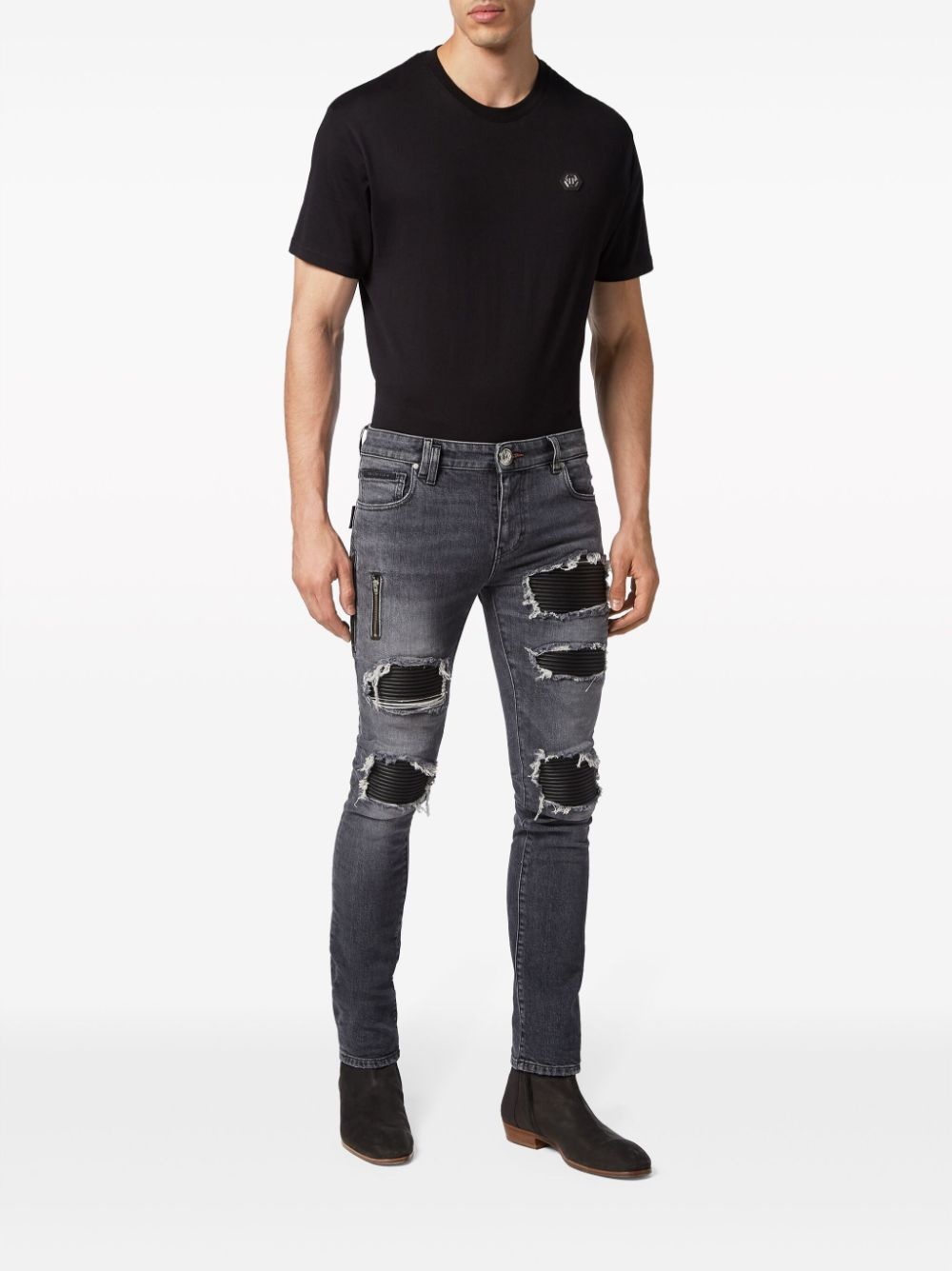 mid-rise distressed jeans - 2