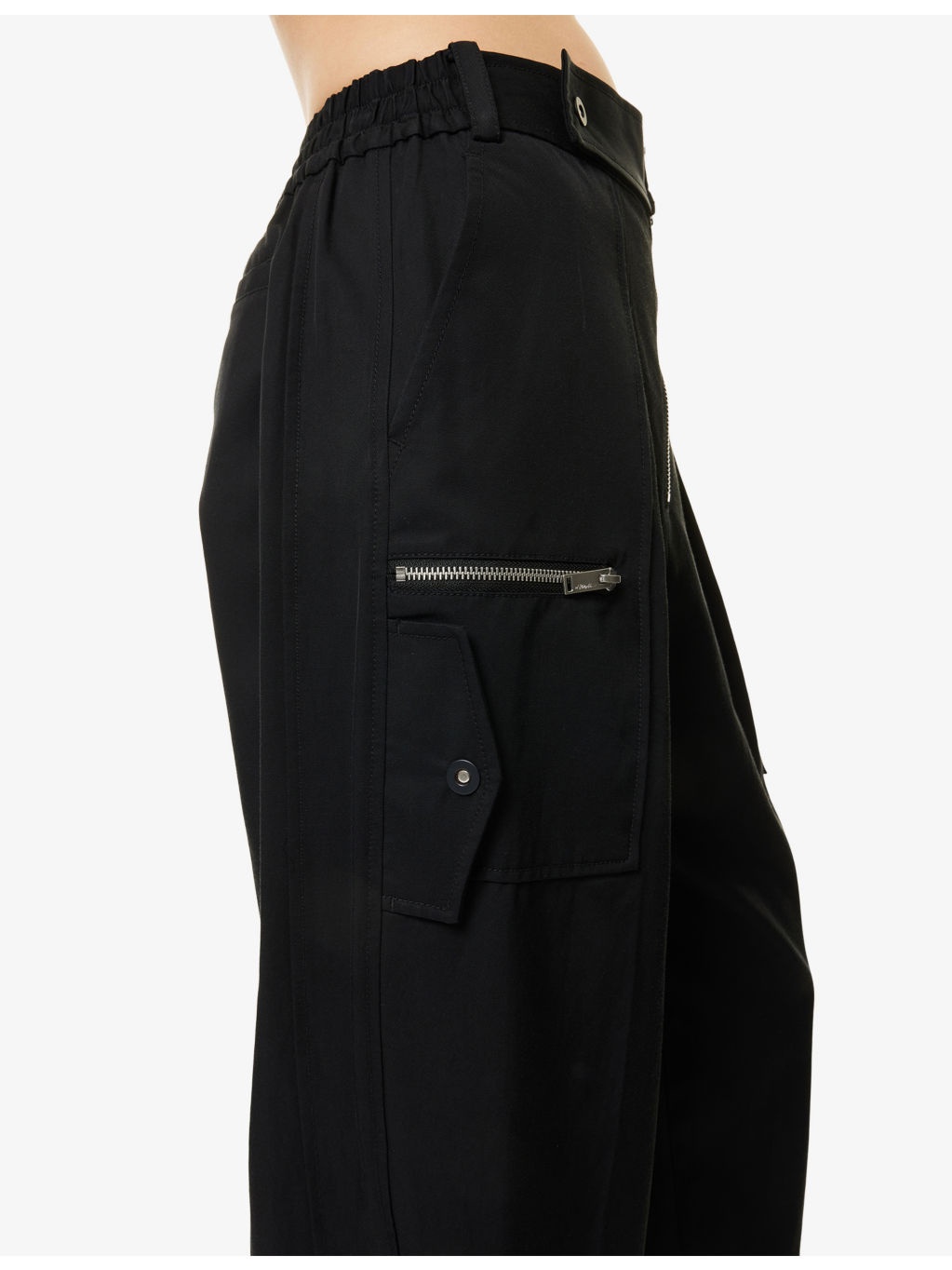 Wide-Leg Zipper Cotton-Blend Trousers - 5