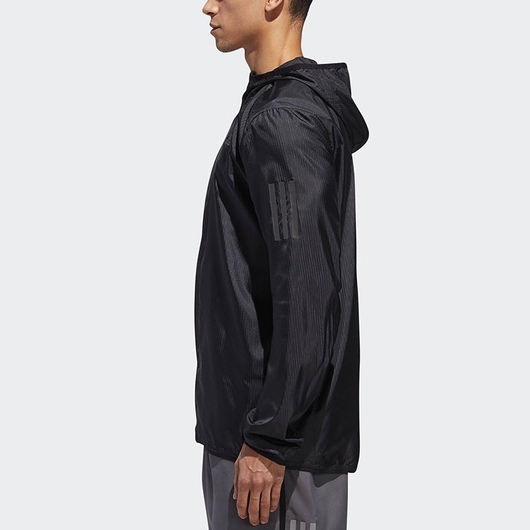 adidas Own The Run Jkt Running Athleisure Casual Sports hooded Zipper Jacket Black DN8763 - 5