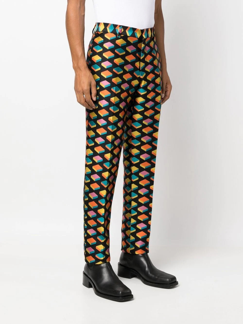 geometric-print straight-leg trousers - 3