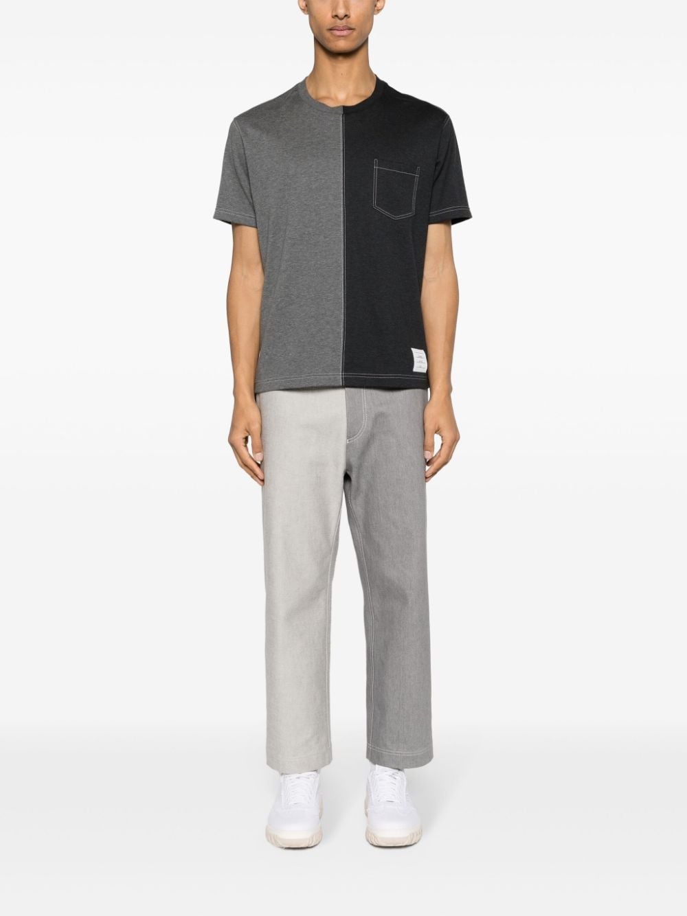 two-tone cotton T-shirt - 2