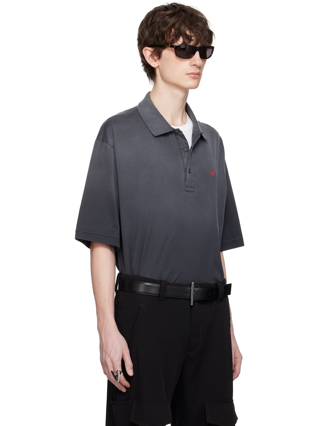 Gray Dyed Mercerized Cotton Polo - 2