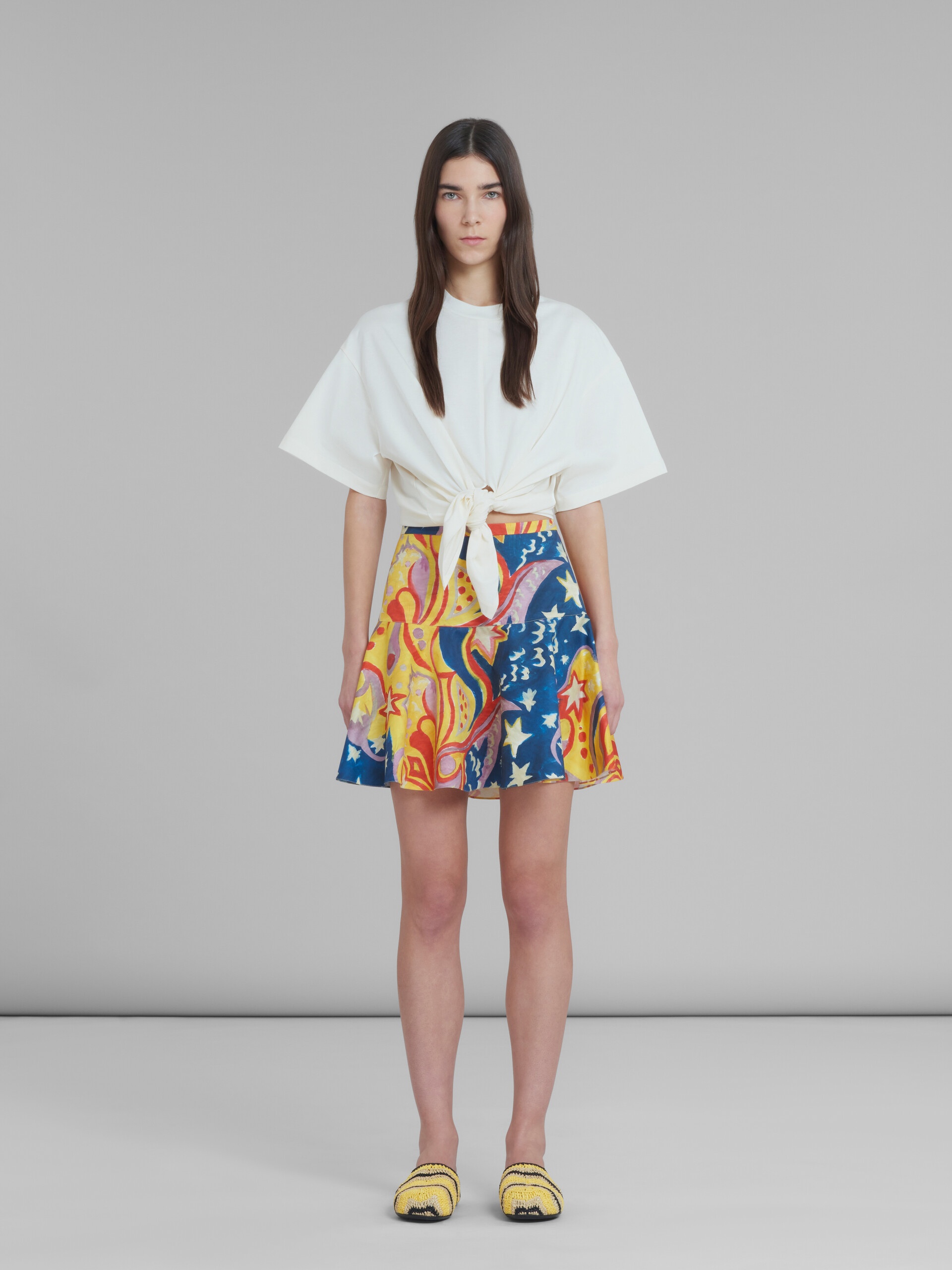 MARNI X NO VACANCY INN - COTTON FLOUNCE SKIRT WITH GALACTIC PARADISE PRINT - 2