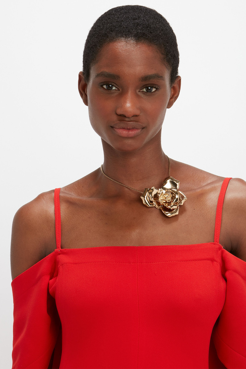 Off Shoulder Bandeau Dress in Tomato Red 6