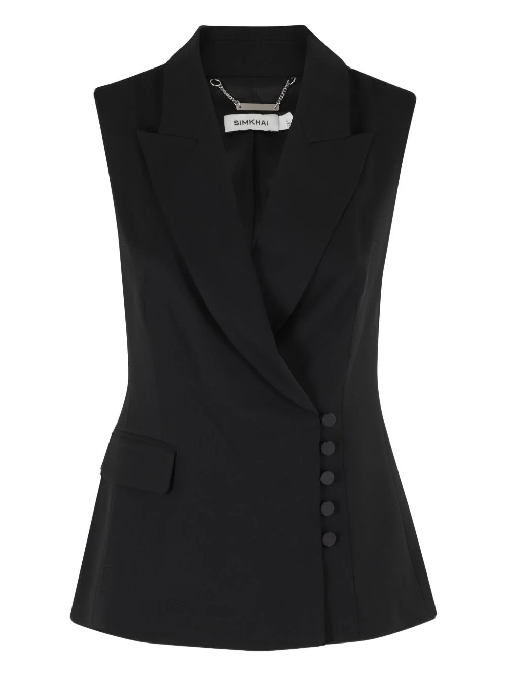 chain-trimmed button-fastening waistcoat - 1