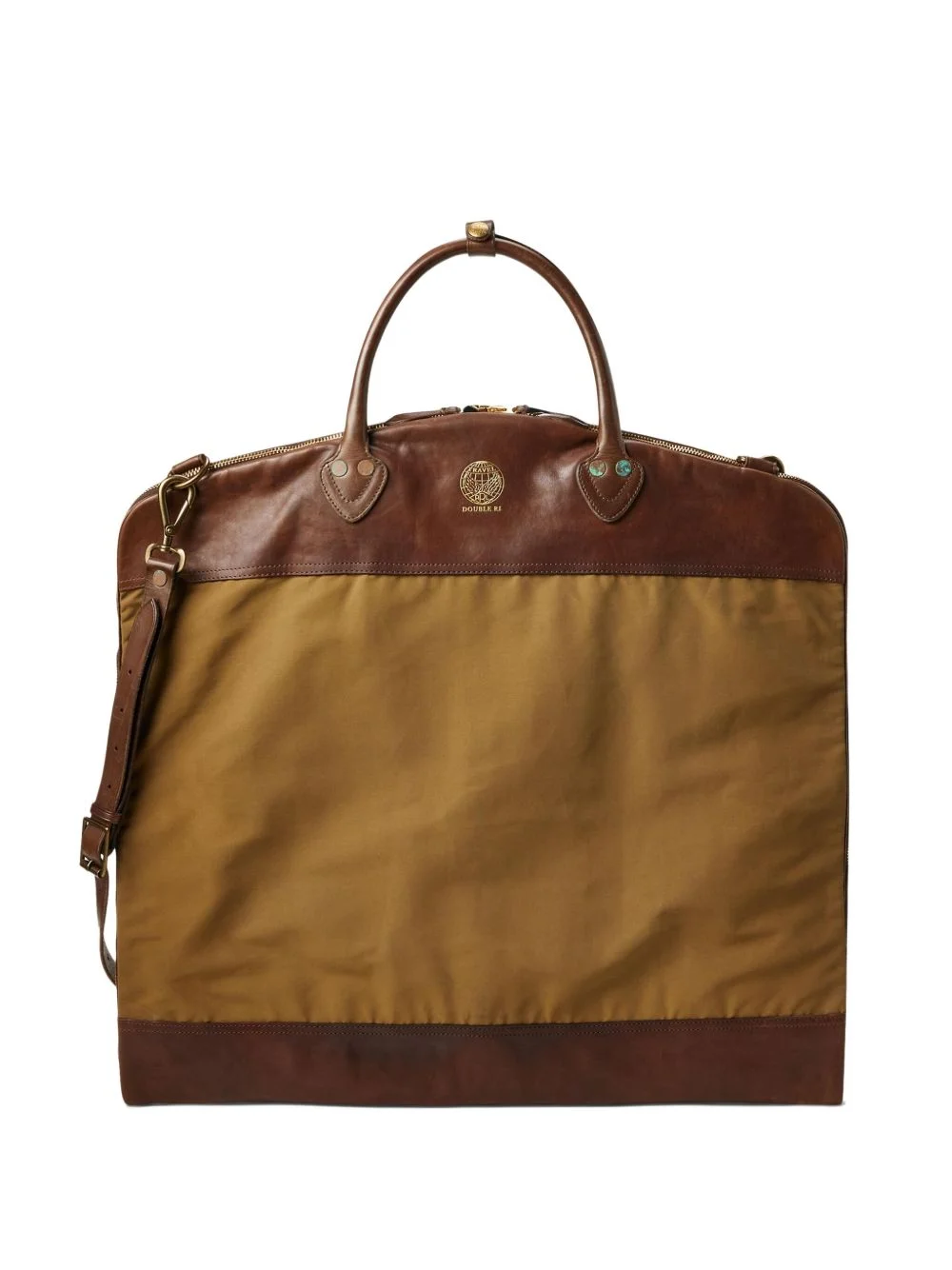 leather-trim canvas tote bag - 1