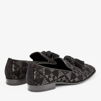 JIMMY CHOO Foxley/M
Black Velvet Suede and Raffia Slip-On Shoes with Tassel outlook