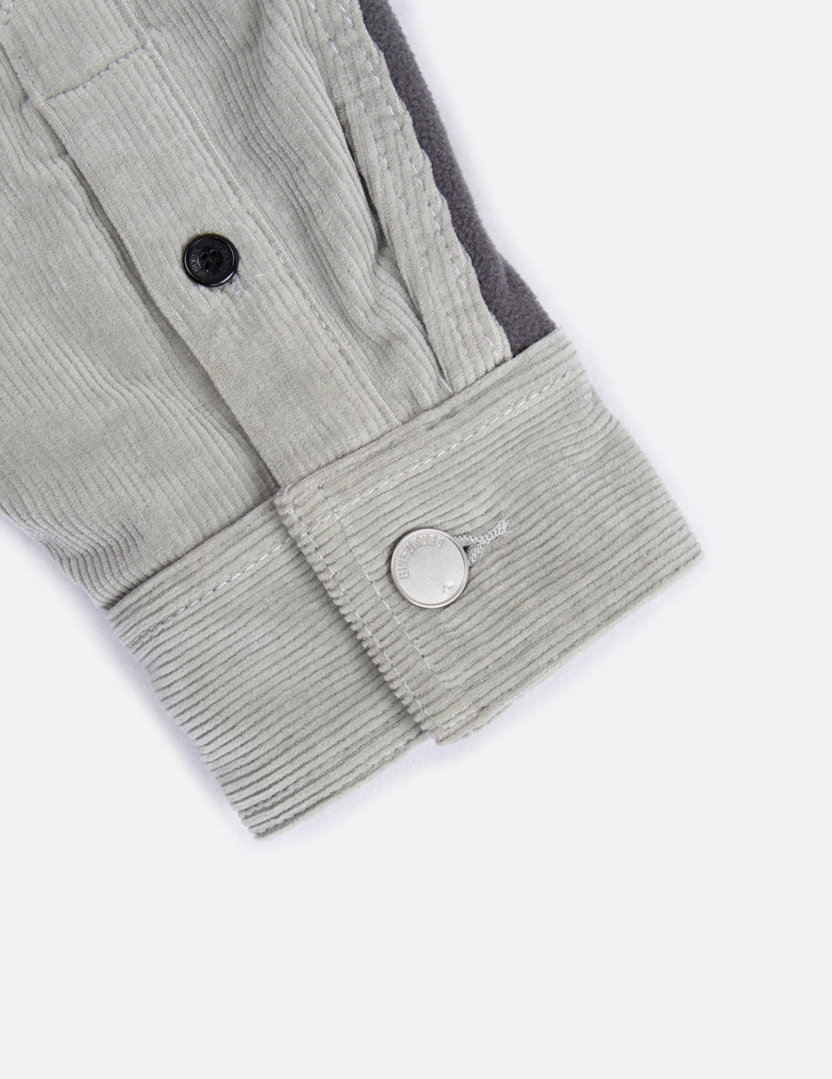 Logo Embroidered Corduroy Shirt Jacket with Sleeves Blocking - 12