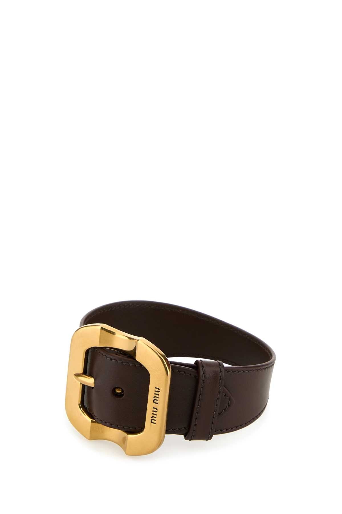 Miu Miu Women Brown Leather Bracelet - 3