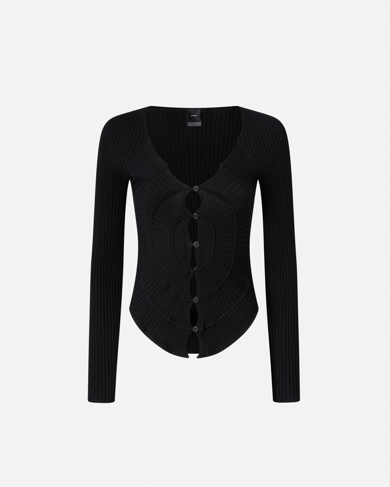 SLIM-FIT RIBBED CARDIGAN WITH SUNNY DESIGN 1