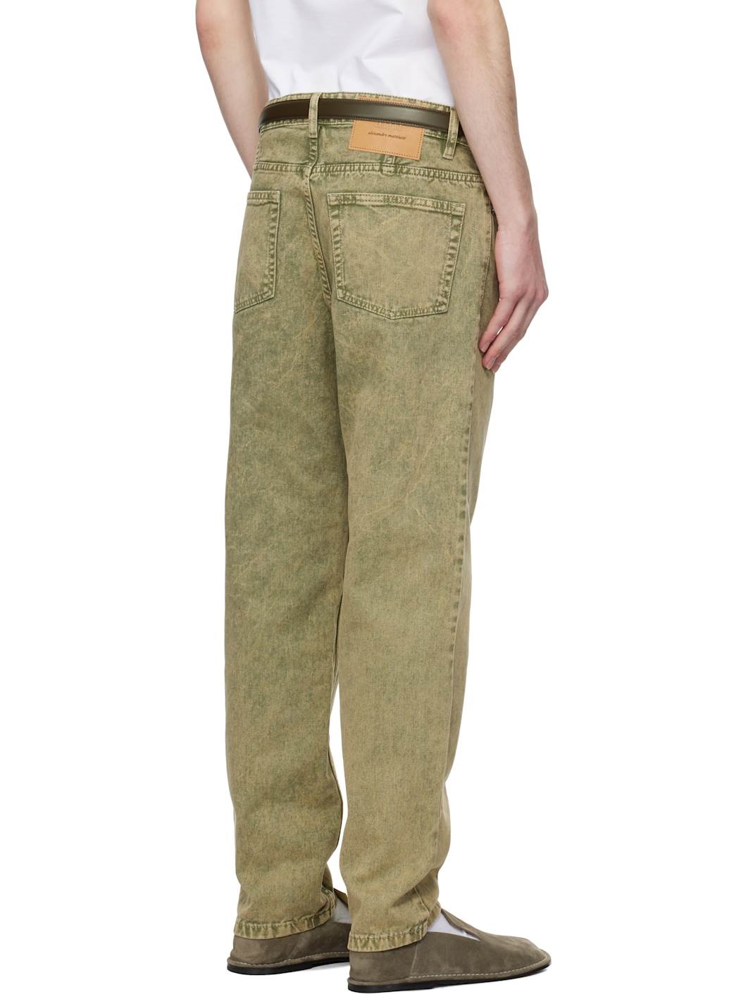 Green Cotton Tapered Fit Jeans - 3