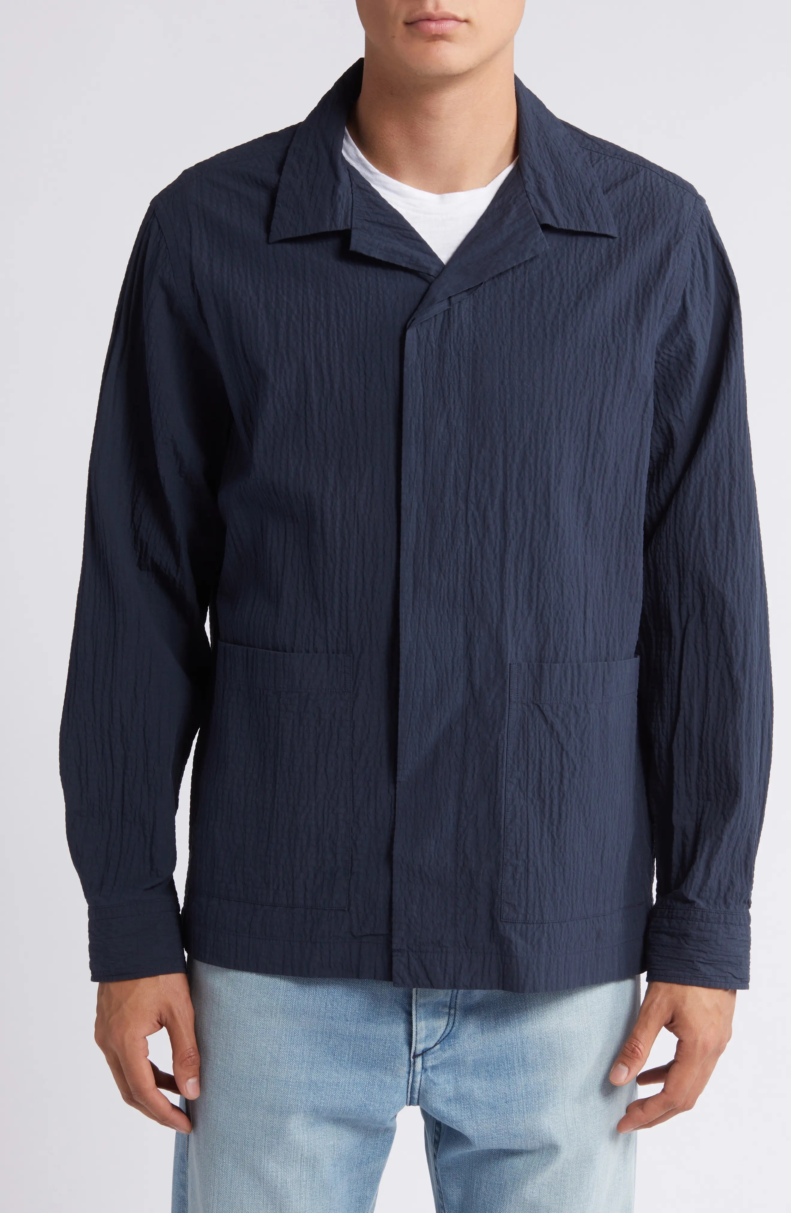 Hank 5721 Textured Notch Collar Button-Up Shirt - 2