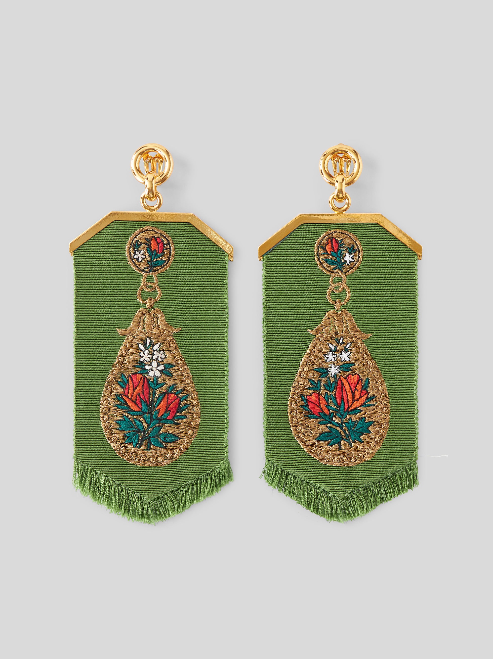 EMBROIDERED PENDANT EARRINGS - 1